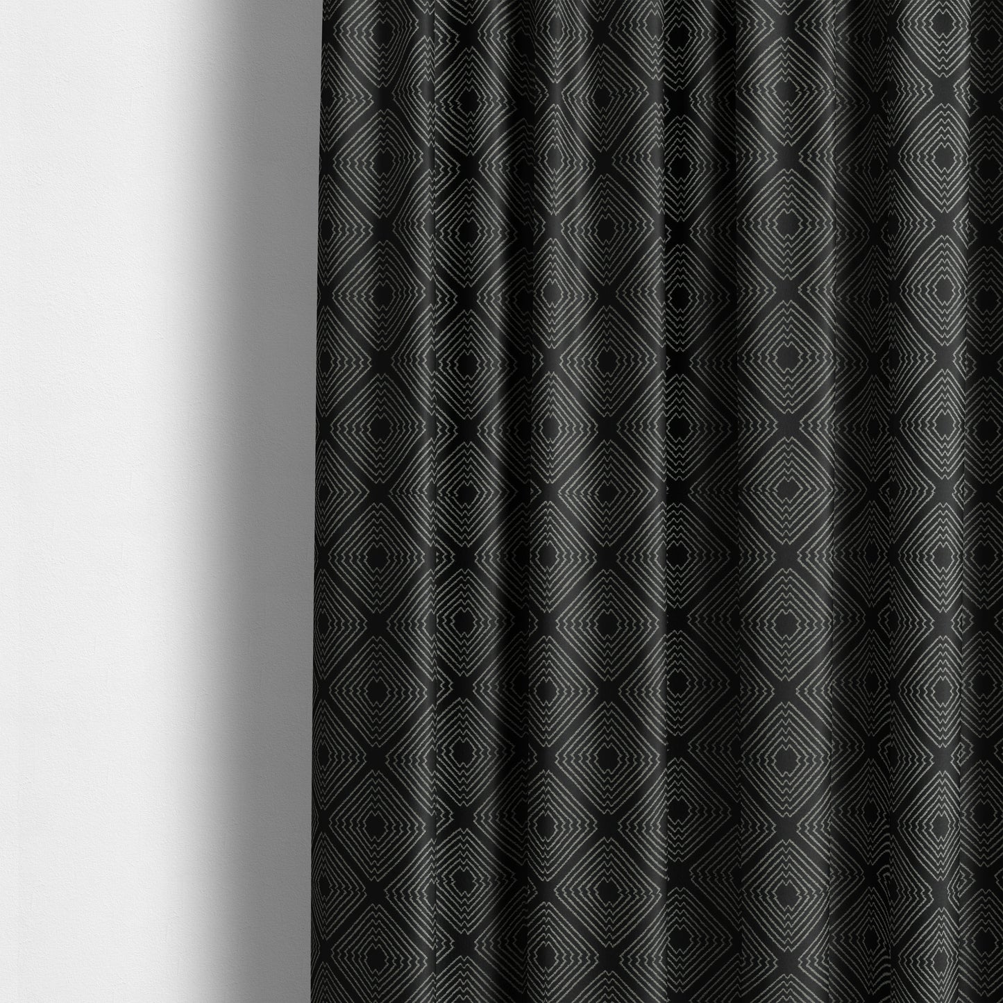 Vegas Black Gold Shine Effect Geometric Pattern Soft Chenille Upholstery Fabric JO-497 - Made To Measure Curtains