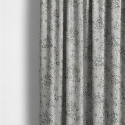 Atmosfera Quality Woven Floral Leaf Inspired Pattern In Grey Colour Fabric JO-498 - Made To Measure Curtains