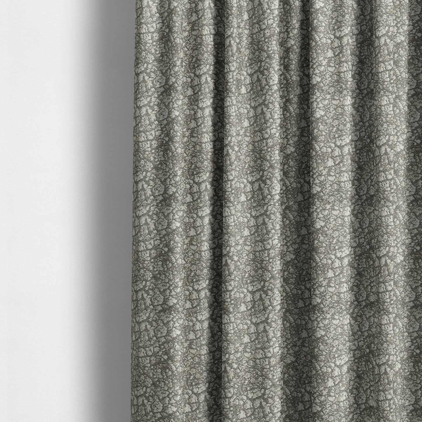 Grey Beige Yorkshire Dales Stone Effect Pattern Soft Chenille Upholstery Fabric JO-50 - Made To Measure Curtains