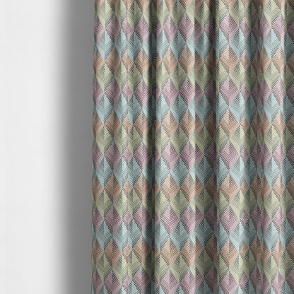 Carnival Living Fabric Collection Multi Colour Geometric 3D Chevron Pattern Upholstery Curtains Fabric JO-500 - Made To Measure Curtains