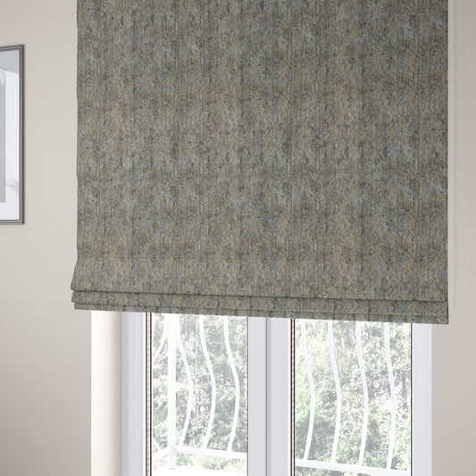 Beige Silver Grey Coloured Medallion Pattern Soft Chenille Upholstery Fabric JO-501 - Roman Blinds