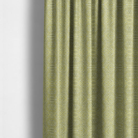 Geometric Uniform Pattern In Green Colour Chenille Upholstery Fabric JO-503 - Made To Measure Curtains