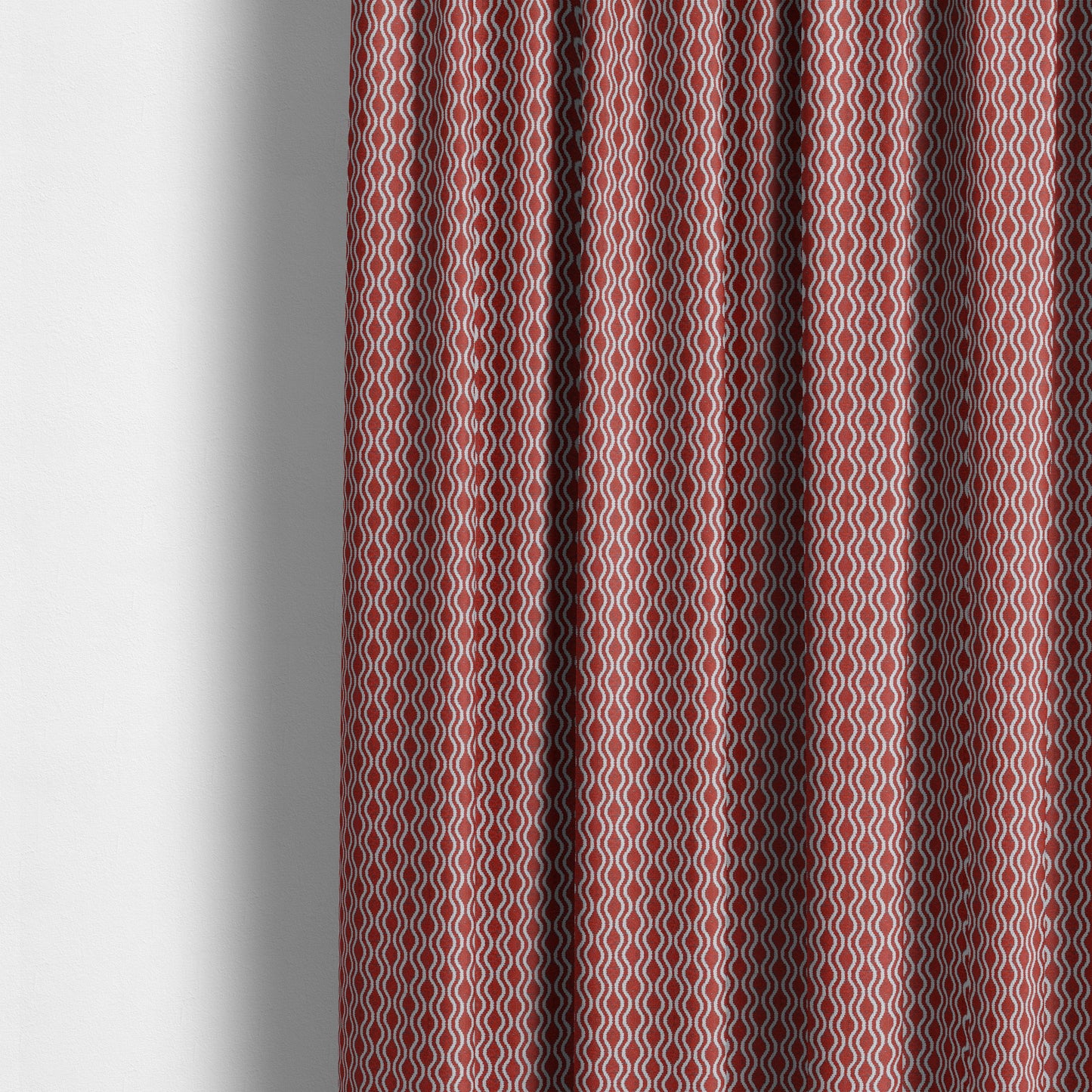 Piccadilly Collection Eclipse Pattern Woven Upholstery Red Chenille Fabric JO-513 - Made To Measure Curtains