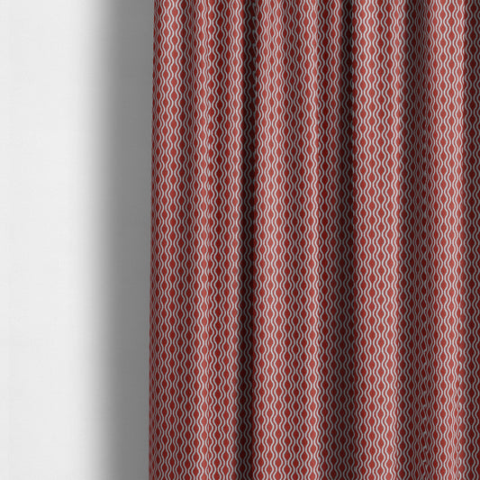 Piccadilly Collection Eclipse Pattern Woven Upholstery Red Chenille Fabric JO-513 - Made To Measure Curtains