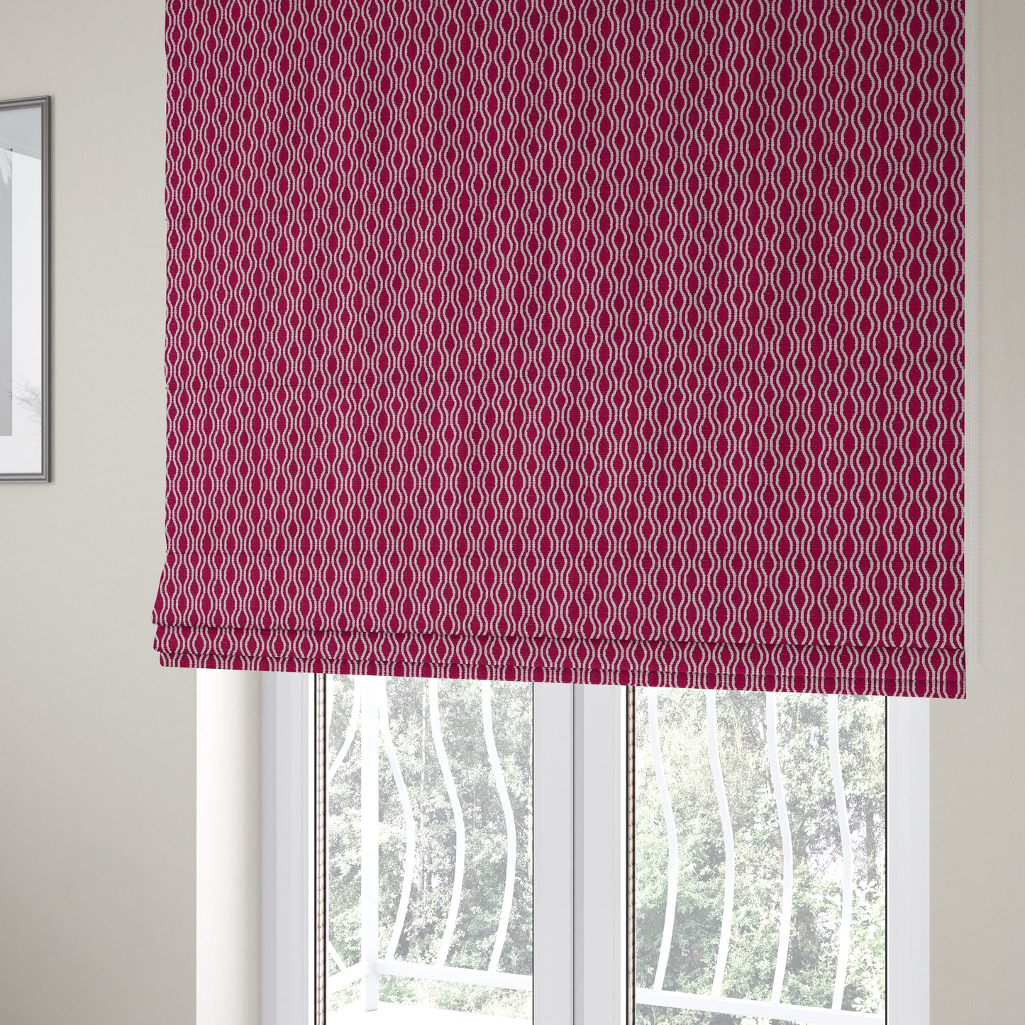 Piccadilly Collection Eclipse Pattern Woven Upholstery Pink Chenille Fabric JO-514 - Roman Blinds