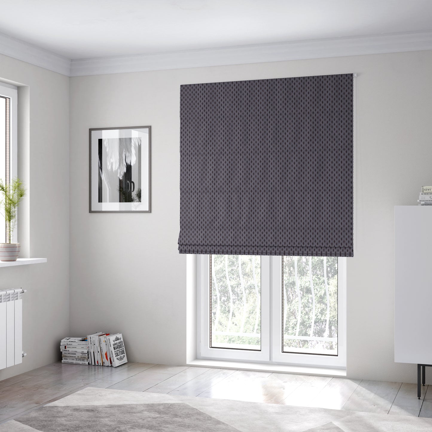 Piccadilly Collection Eclipse Pattern Woven Upholstery Purple Chenille Fabric JO-515 - Roman Blinds