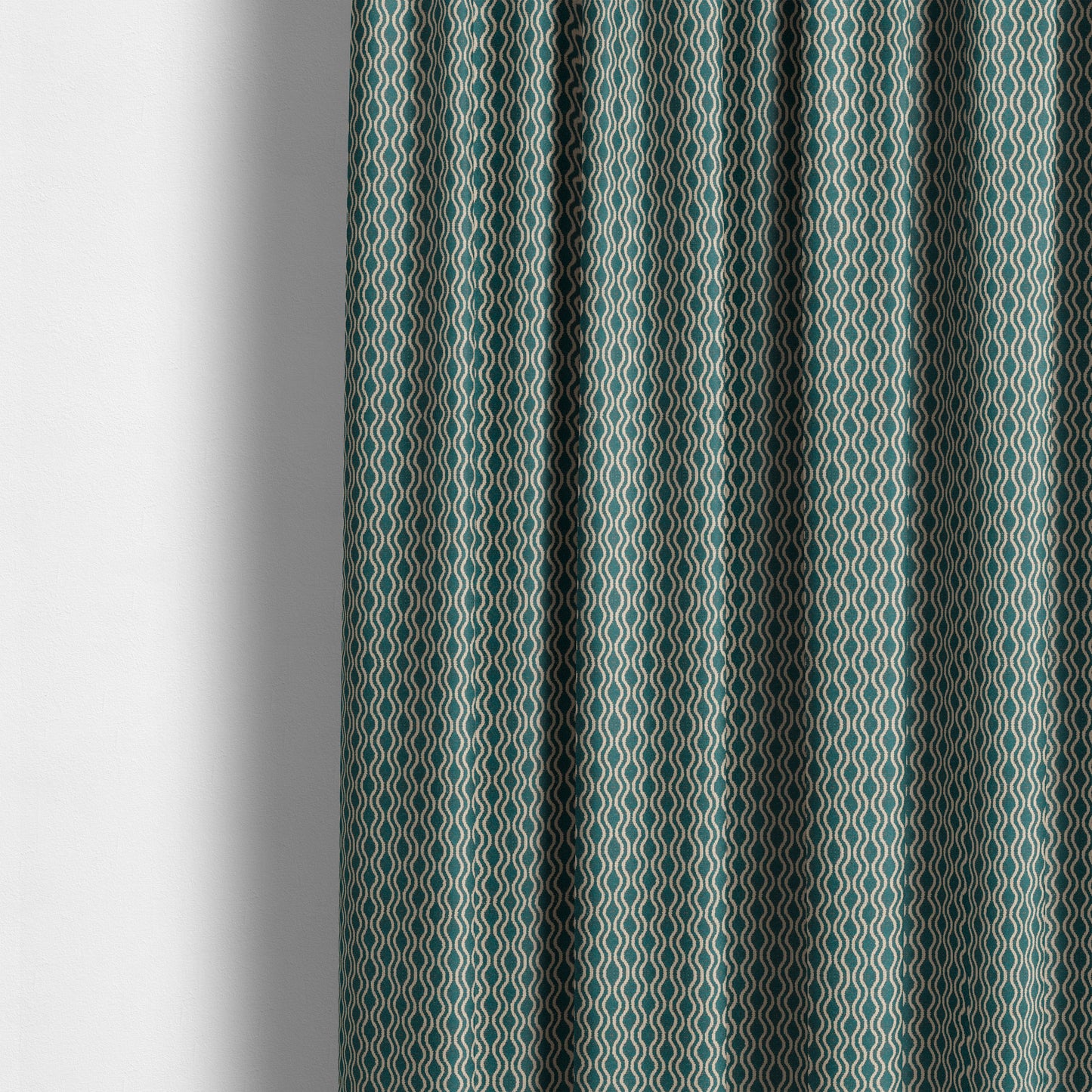 Piccadilly Collection Eclipse Pattern Woven Upholstery Teal Chenille Fabric JO-516 - Made To Measure Curtains