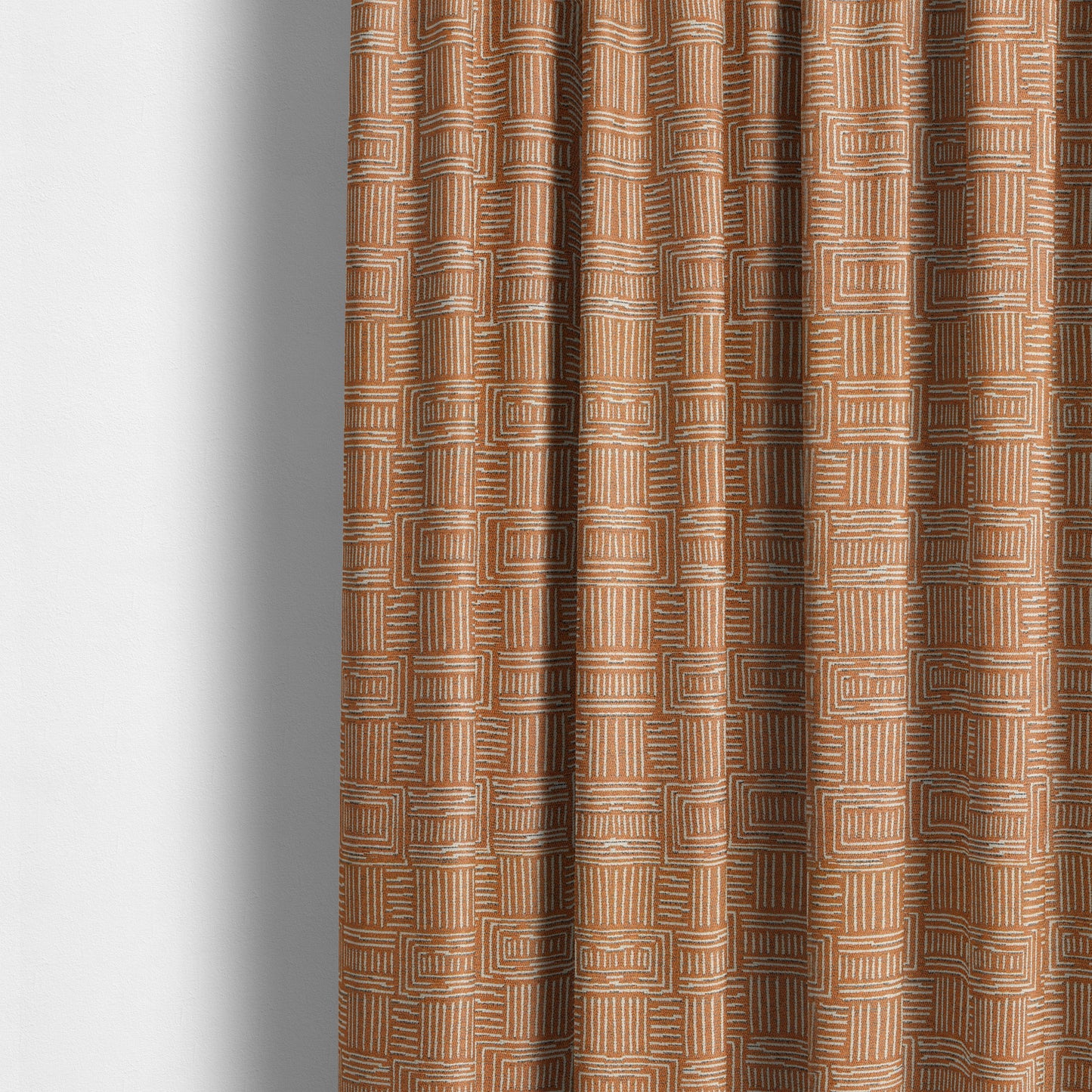 Piccadilly Collection Gingham Pattern Woven Upholstery Orange Chenille Fabric JO-519 - Made To Measure Curtains