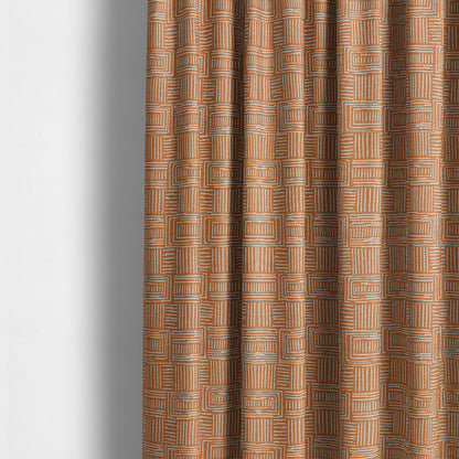 Piccadilly Collection Gingham Pattern Woven Upholstery Orange Chenille Fabric JO-519 - Made To Measure Curtains