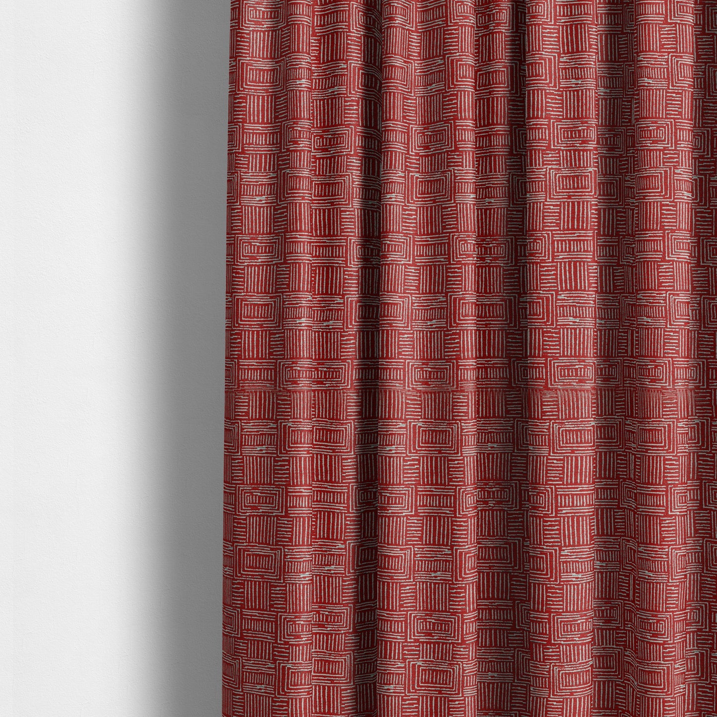 Piccadilly Collection Gingham Pattern Woven Upholstery Red Chenille Fabric JO-520 - Made To Measure Curtains