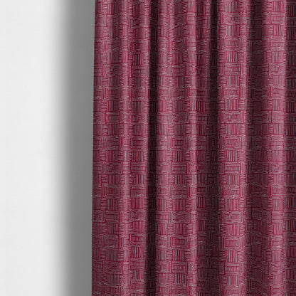 Piccadilly Collection Gingham Pattern Woven Upholstery Pink Chenille Fabric JO-521 - Made To Measure Curtains