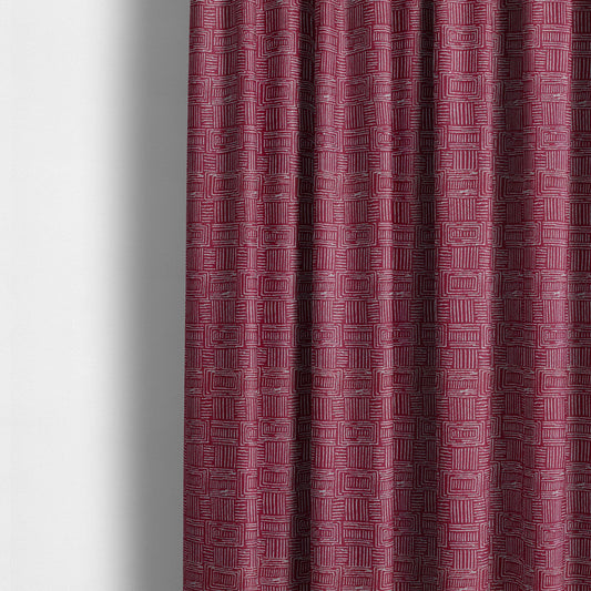 Piccadilly Collection Gingham Pattern Woven Upholstery Pink Chenille Fabric JO-521 - Made To Measure Curtains