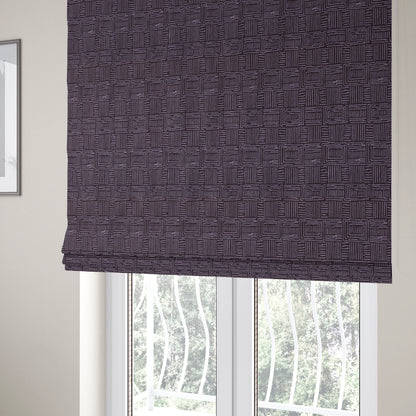 Piccadilly Collection Gingham Pattern Woven Upholstery Purple Chenille Fabric JO-522 - Roman Blinds