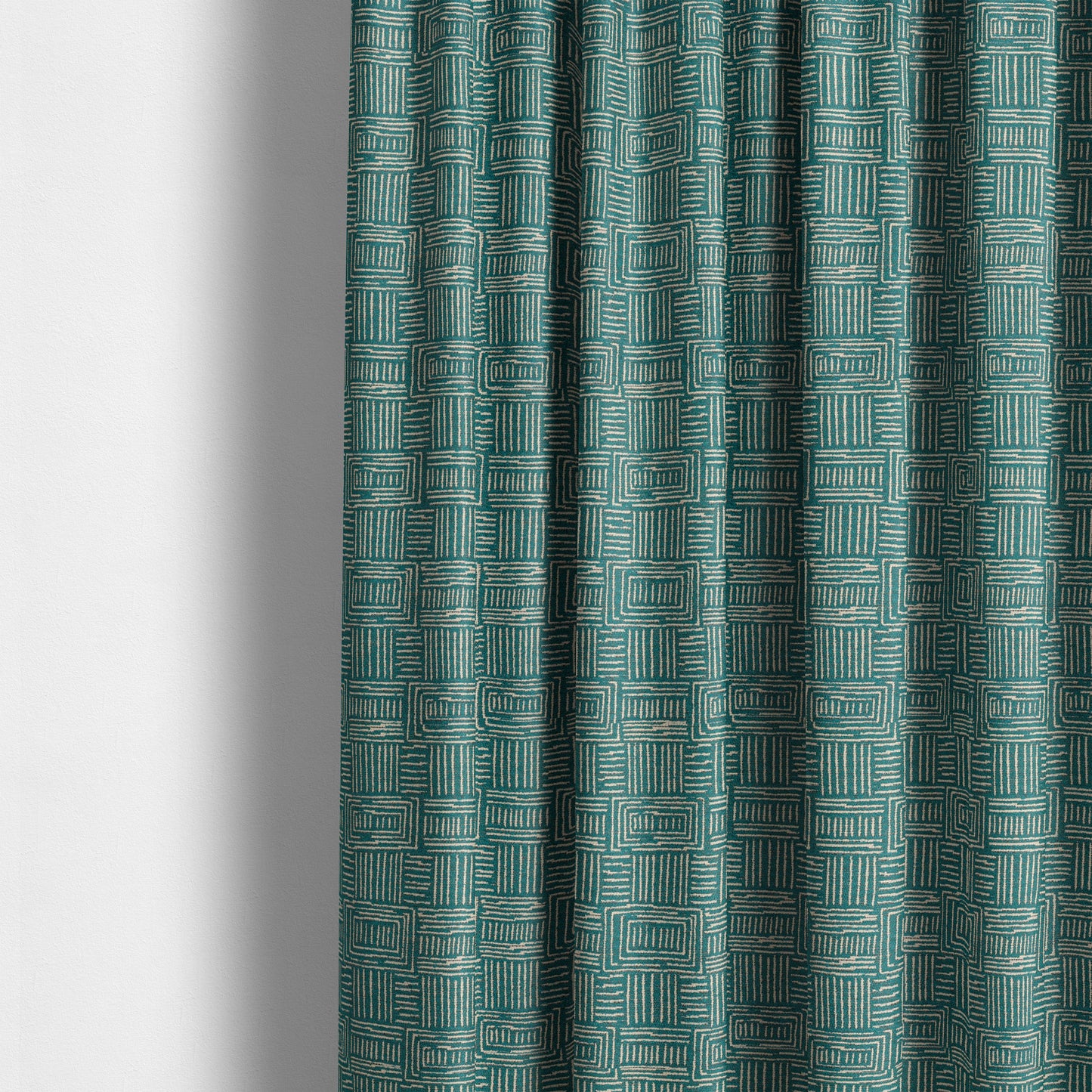 Piccadilly Collection Gingham Pattern Woven Upholstery Teal Chenille Fabric JO-523 - Made To Measure Curtains