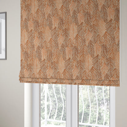 Piccadilly Collection Leaf Floral Pattern Woven Upholstery Orange Chenille Fabric JO-526 - Roman Blinds