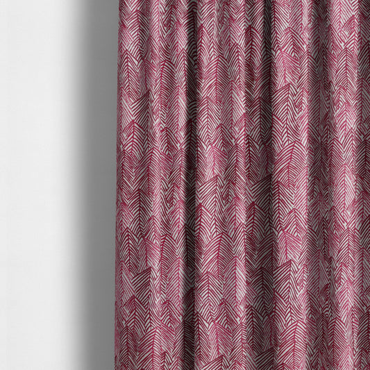 Piccadilly Collection Leaf Floral Pattern Woven Upholstery Pink Chenille Fabric JO-528 - Made To Measure Curtains