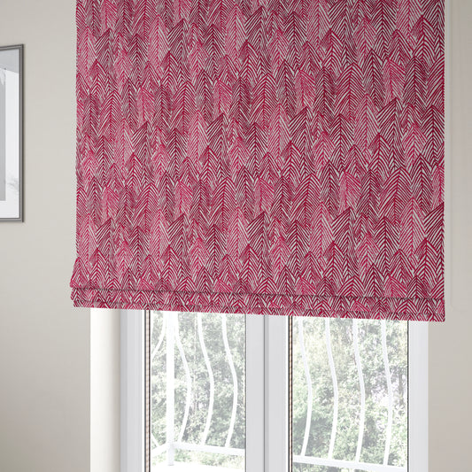 Piccadilly Collection Leaf Floral Pattern Woven Upholstery Pink Chenille Fabric JO-528 - Roman Blinds