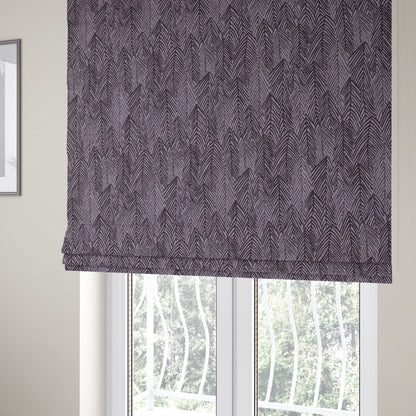 Piccadilly Collection Leaf Floral Pattern Woven Upholstery Purple Chenille Fabric JO-529 - Roman Blinds