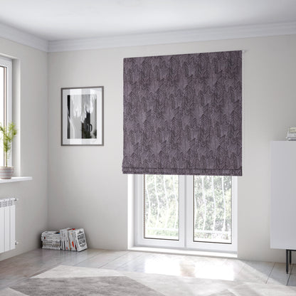 Piccadilly Collection Leaf Floral Pattern Woven Upholstery Purple Chenille Fabric JO-529 - Roman Blinds