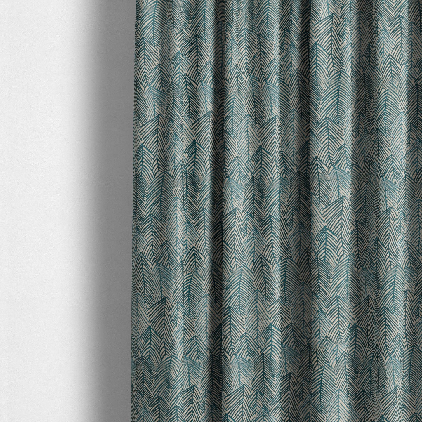 Piccadilly Collection Leaf Floral Pattern Woven Upholstery Teal Chenille Fabric JO-530 - Made To Measure Curtains