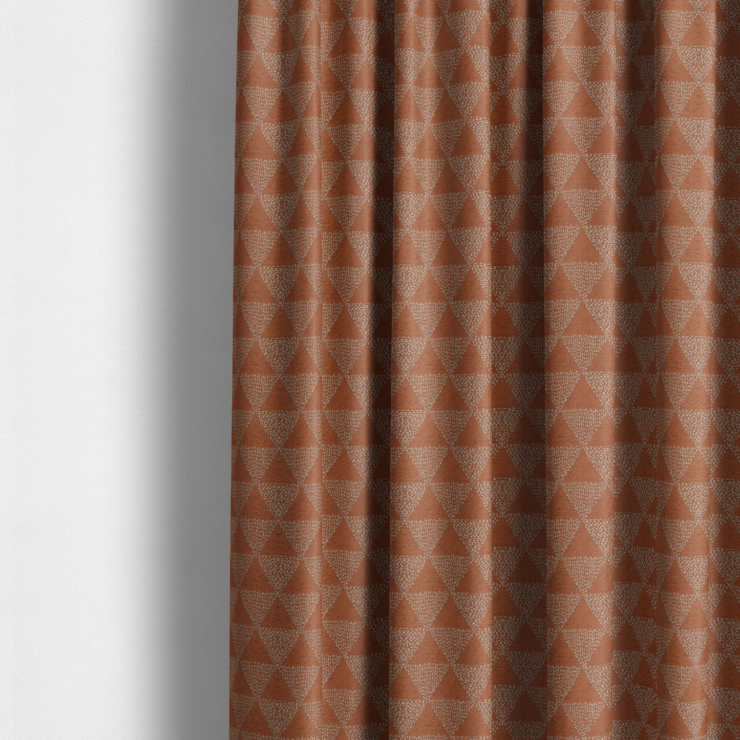 Piccadilly Collection Geometric Triangle Pattern Woven Upholstery Orange Chenille Fabric JO-533 - Made To Measure Curtains