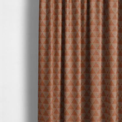 Piccadilly Collection Geometric Triangle Pattern Woven Upholstery Orange Chenille Fabric JO-533 - Made To Measure Curtains