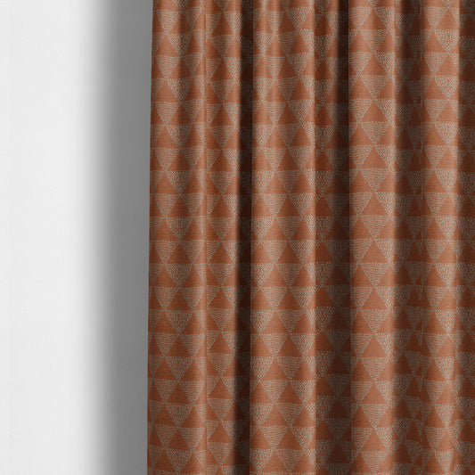 Piccadilly Collection Geometric Triangle Pattern Woven Upholstery Orange Chenille Fabric JO-533 - Made To Measure Curtains