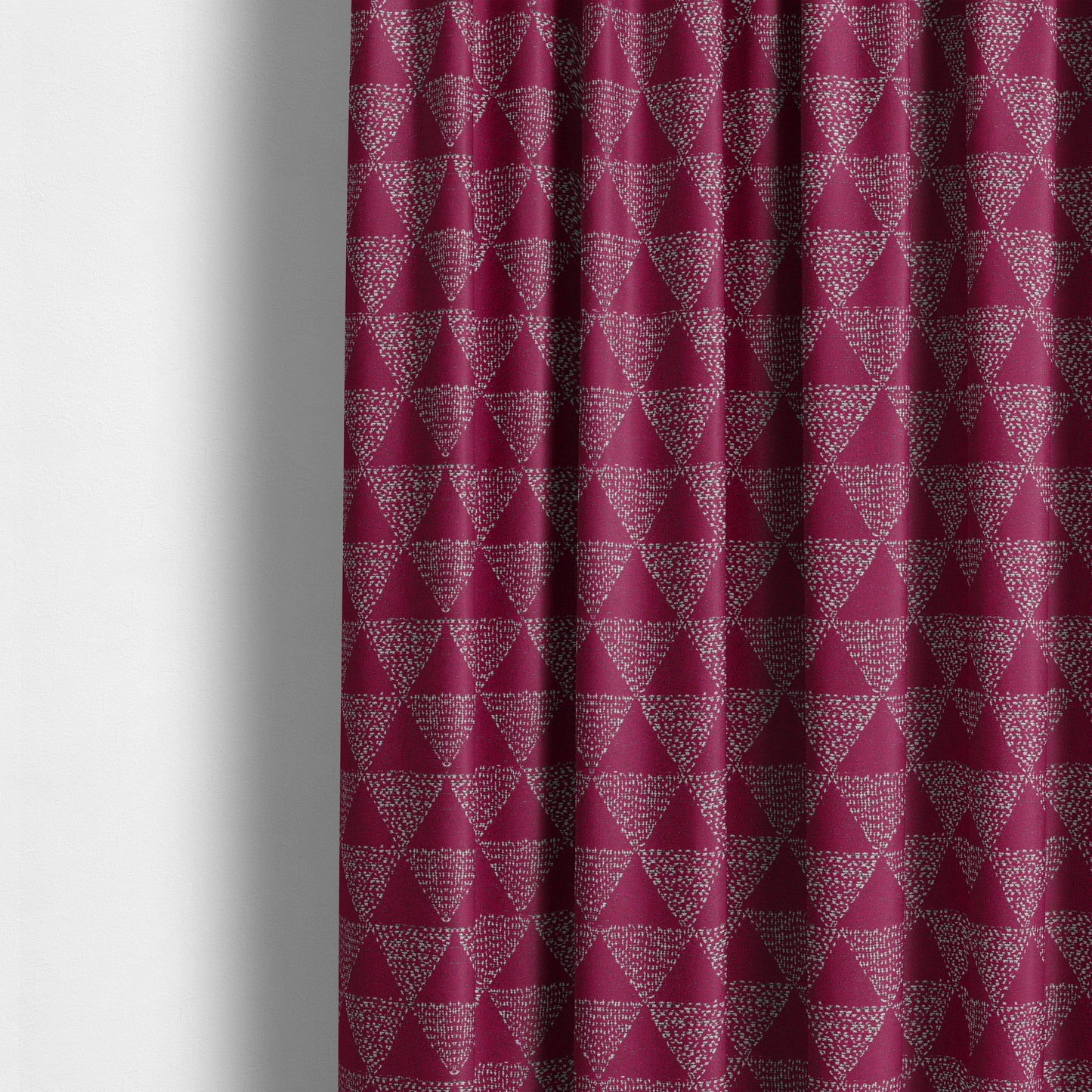 Piccadilly Collection Geometric Triangle Pattern Woven Upholstery Pink Chenille Fabric JO-535 - Made To Measure Curtains