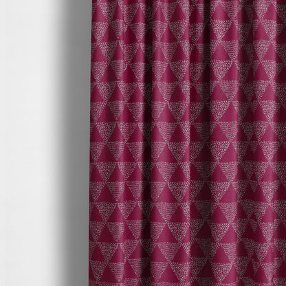 Piccadilly Collection Geometric Triangle Pattern Woven Upholstery Pink Chenille Fabric JO-535 - Made To Measure Curtains