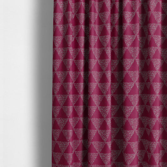 Piccadilly Collection Geometric Triangle Pattern Woven Upholstery Pink Chenille Fabric JO-535 - Made To Measure Curtains