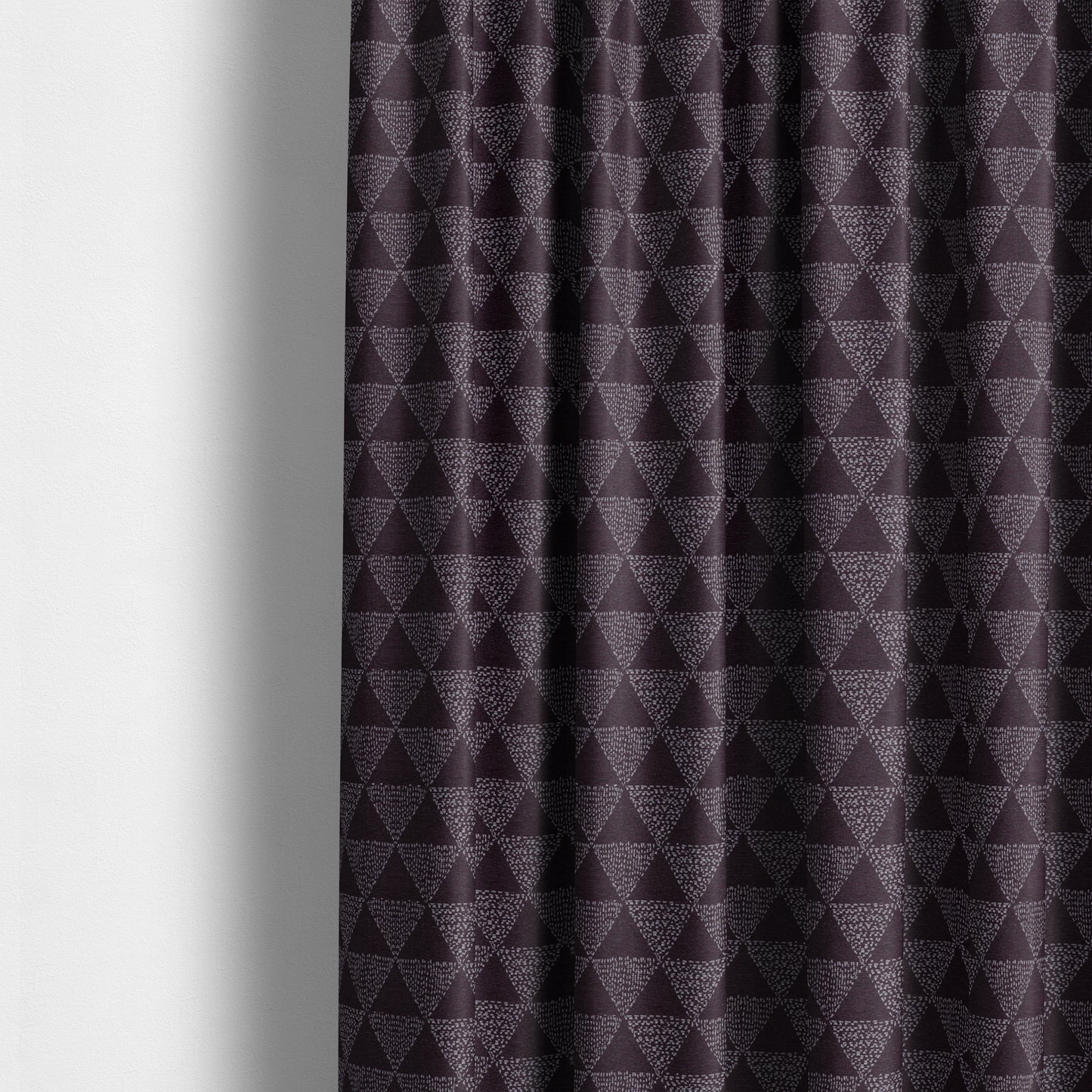 Piccadilly Collection Geometric Triangle Pattern Woven Upholstery Purple Chenille Fabric JO-536 - Made To Measure Curtains