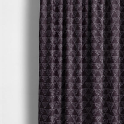 Piccadilly Collection Geometric Triangle Pattern Woven Upholstery Purple Chenille Fabric JO-536 - Made To Measure Curtains