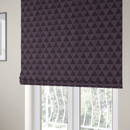 Piccadilly Collection Geometric Triangle Pattern Woven Upholstery Purple Chenille Fabric JO-536 - Roman Blinds