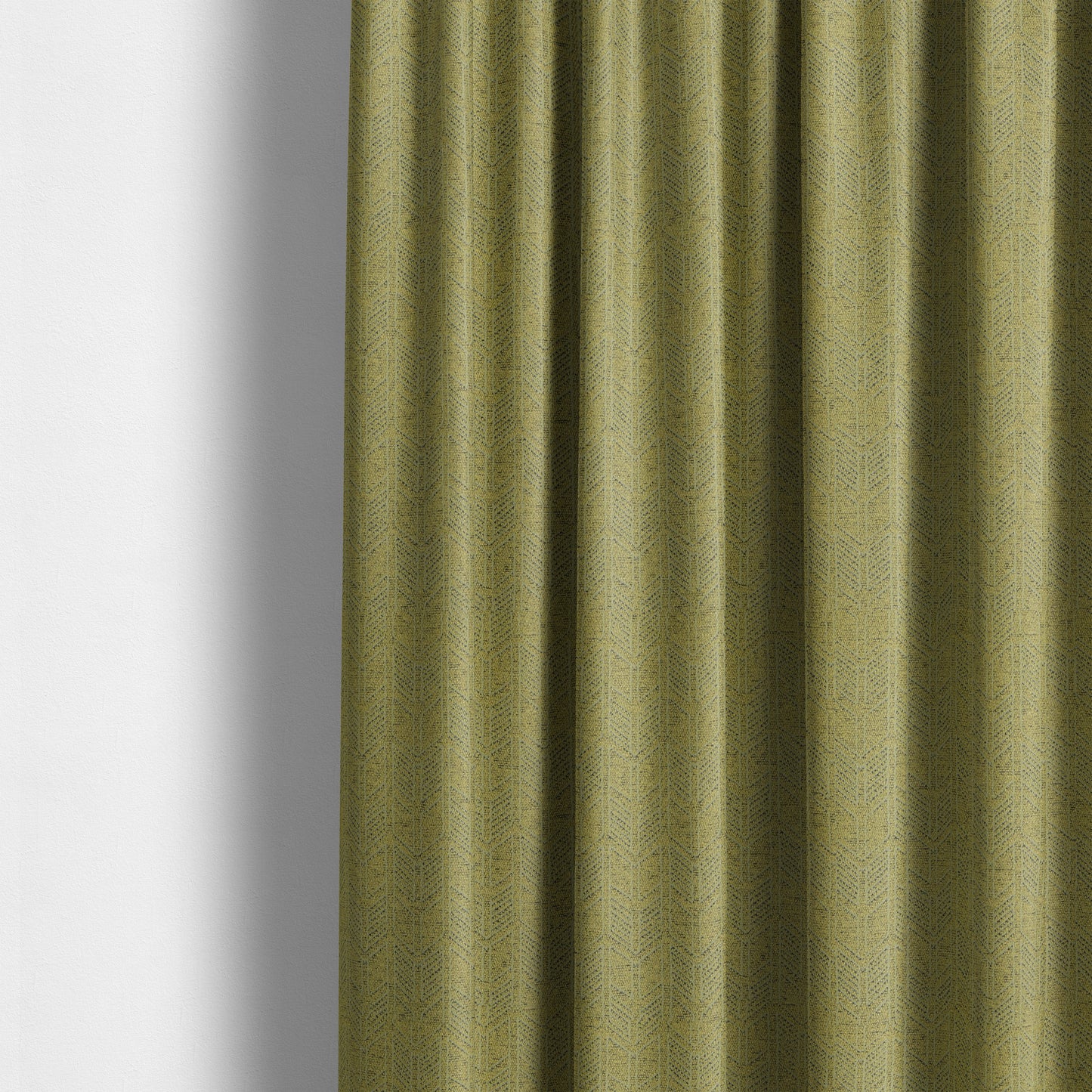 Piccadilly Collection Geometric Chevron Pattern Woven Upholstery Green Chenille Fabric JO-540 - Made To Measure Curtains