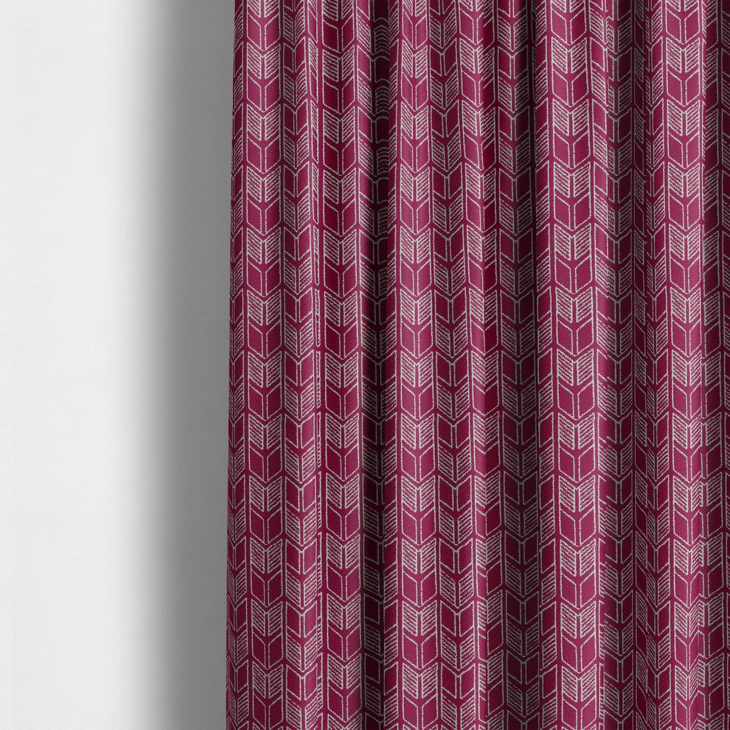 Piccadilly Collection Geometric Chevron Pattern Woven Upholstery Pink Chenille Fabric JO-543 - Made To Measure Curtains