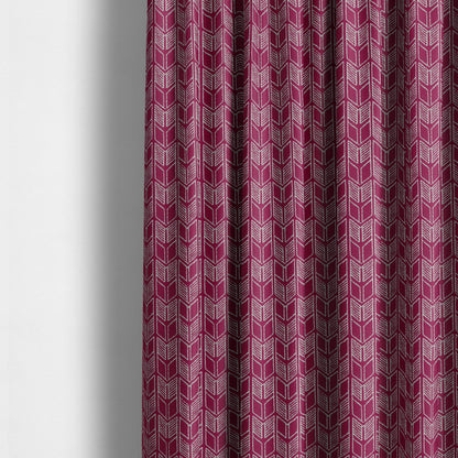 Piccadilly Collection Geometric Chevron Pattern Woven Upholstery Pink Chenille Fabric JO-543 - Made To Measure Curtains