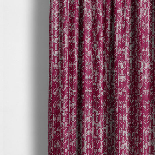 Piccadilly Collection Geometric Chevron Pattern Woven Upholstery Pink Chenille Fabric JO-543 - Made To Measure Curtains