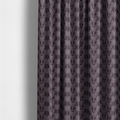 Piccadilly Collection Geometric Chevron Pattern Woven Upholstery Purple Chenille Fabric JO-544 - Made To Measure Curtains