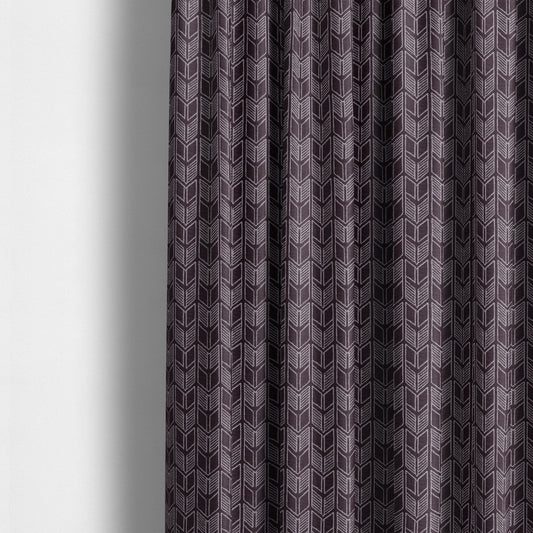 Piccadilly Collection Geometric Chevron Pattern Woven Upholstery Purple Chenille Fabric JO-544 - Made To Measure Curtains