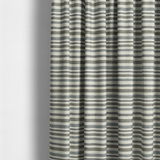 Enya Designer Soft Luxury Striped Fabric Cream Colour Chenille JO-547 - Made To Measure Curtains