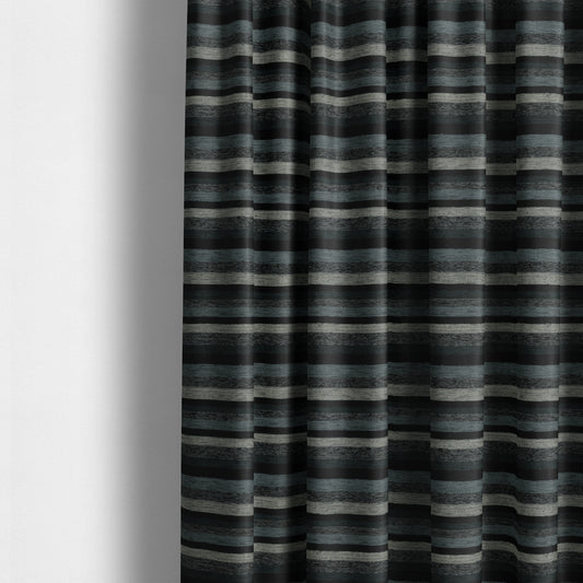 Enya Designer Soft Luxury Striped Fabric Grey Colour Chenille JO-548 - Made To Measure Curtains