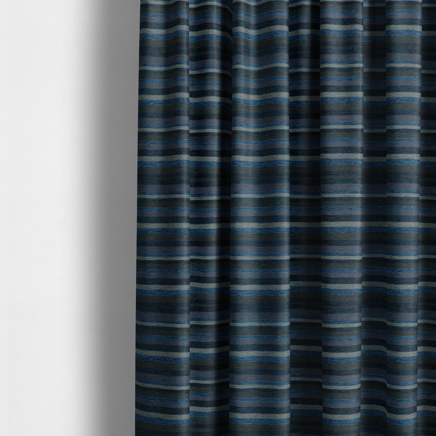 Enya Designer Soft Luxury Striped Fabric Blue Colour Chenille JO-549 - Made To Measure Curtains