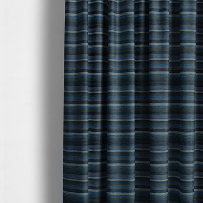 Enya Designer Soft Luxury Striped Fabric Blue Colour Chenille JO-549 - Made To Measure Curtains