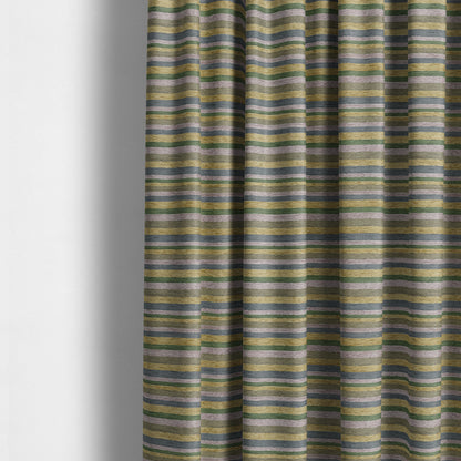 Enya Designer Soft Luxury Striped Fabric Lilac Yellow Green Colour Chenille JO-551 - Made To Measure Curtains