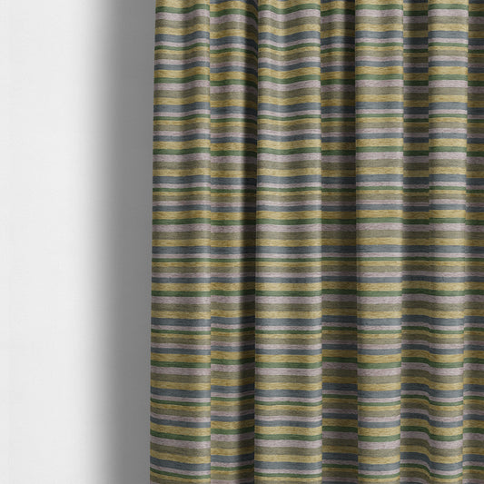 Enya Designer Soft Luxury Striped Fabric Lilac Yellow Green Colour Chenille JO-551 - Made To Measure Curtains