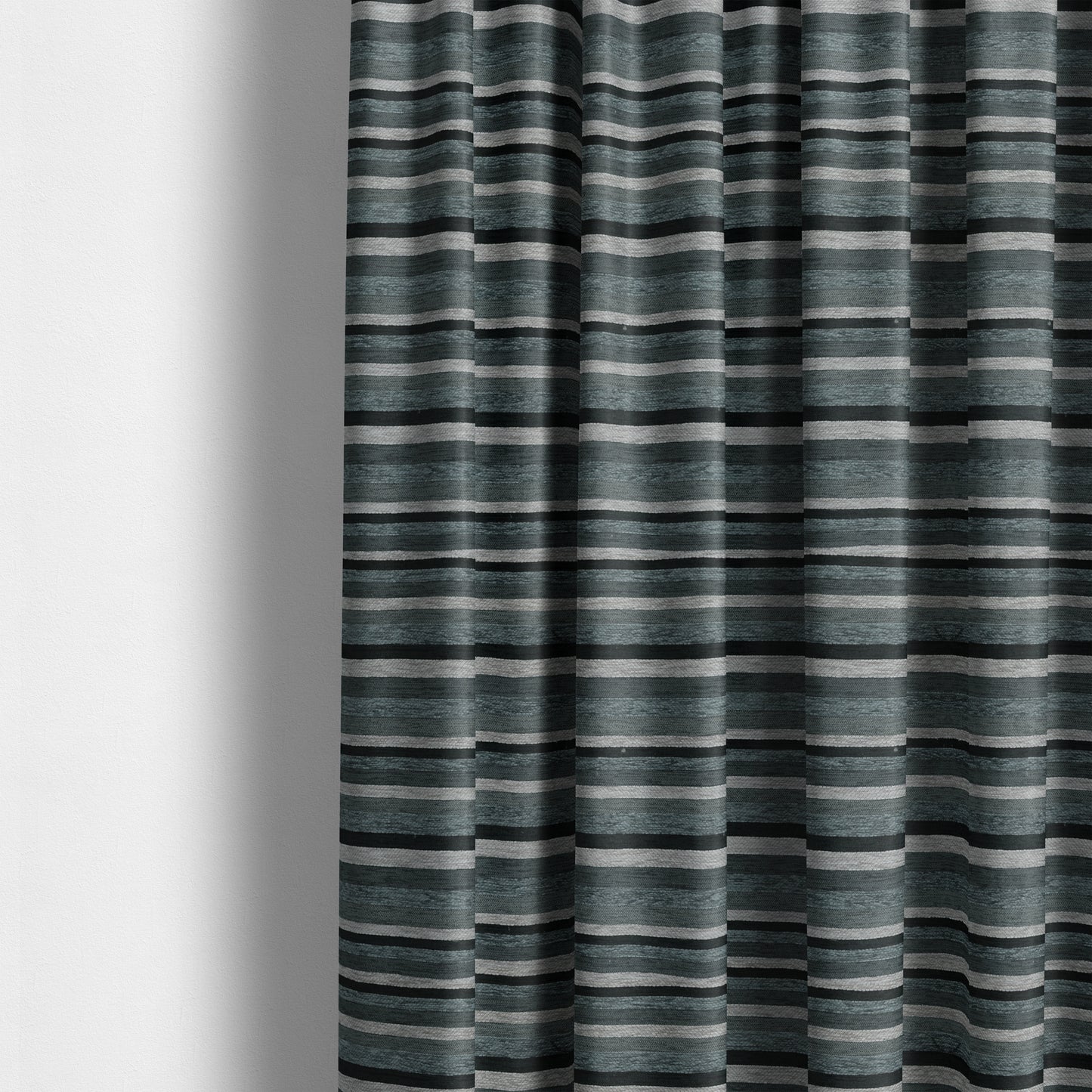 Enya Designer Soft Luxury Striped Fabric Silver Grey Colour Chenille JO-553 - Made To Measure Curtains