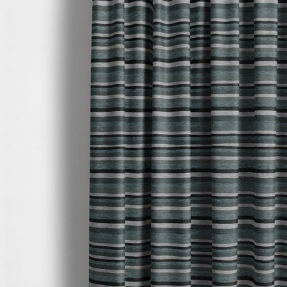 Enya Designer Soft Luxury Striped Fabric Silver Grey Colour Chenille JO-553 - Made To Measure Curtains