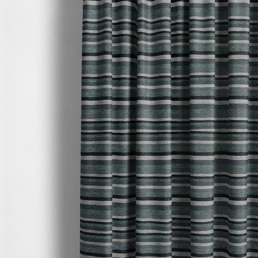 Enya Designer Soft Luxury Striped Fabric Silver Grey Colour Chenille JO-553 - Made To Measure Curtains