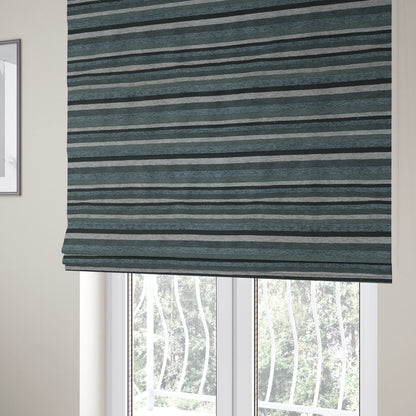 Enya Designer Soft Luxury Striped Fabric Silver Grey Colour Chenille JO-553 - Roman Blinds