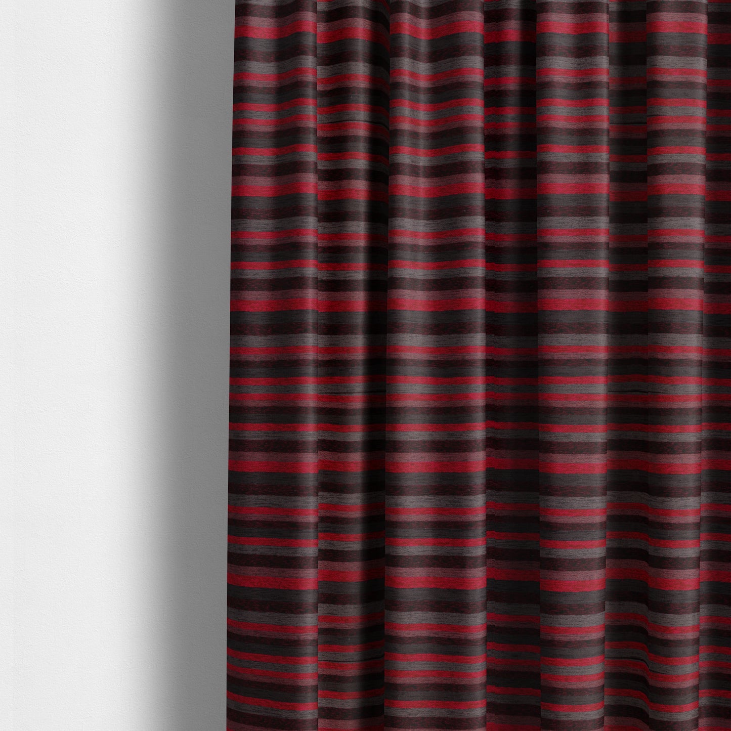 Enya Designer Soft Luxury Striped Fabric Red Colour Chenille JO-554 - Made To Measure Curtains